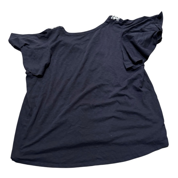 Lane Bryant Blue White Flutter Sleeve Blouse Size 18/20 Flowy Bohemian Festival - Picture 6 of 7